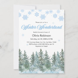 Convite Snowy Winter Wonderland Snowflakes Bridal Shower