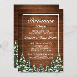 Convite Snowy Wood e Forest Rural Pine Festa de Natal