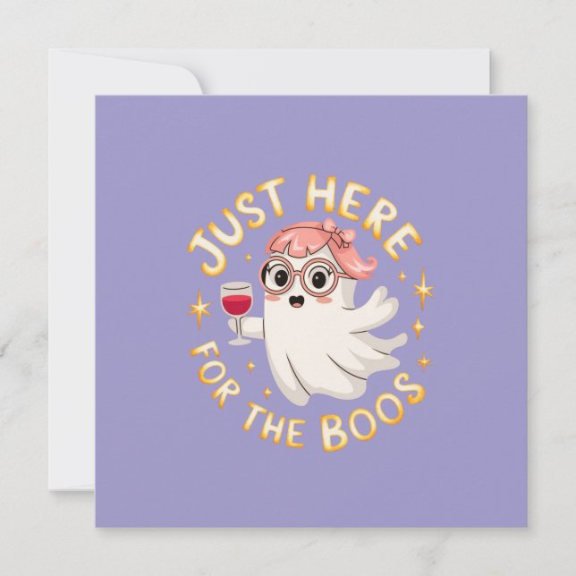 Convite Só aqui para os Boos - Fantasma Dia de as Bruxas e (Frente)