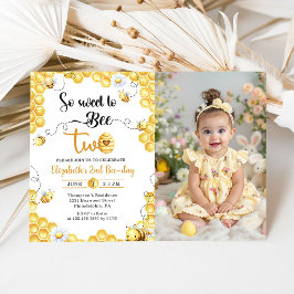 Convite So Sweet To Bee 2nd Birthday Photo Invitation
