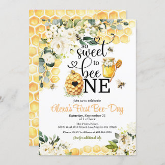 Convite So Sweet to Bee One 1st Birthday Invitation