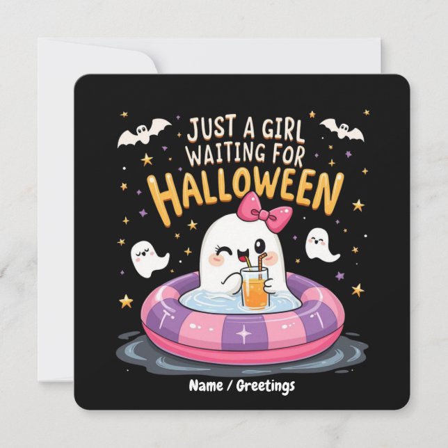 Convite Só Uma Garota Esperando O Verão De Halloween (Frente)