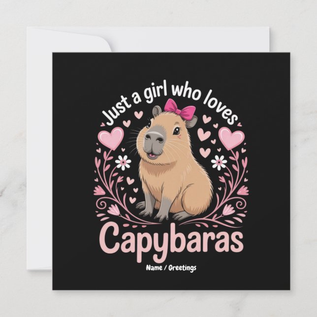 Convite Só uma garota que ama Capybaras Engraçado Presente (Frente)