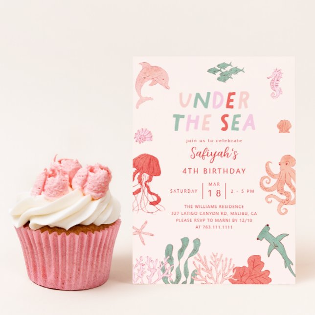 Convite Sob a Festa de aniversário da Sea Girl (Criador carregado)