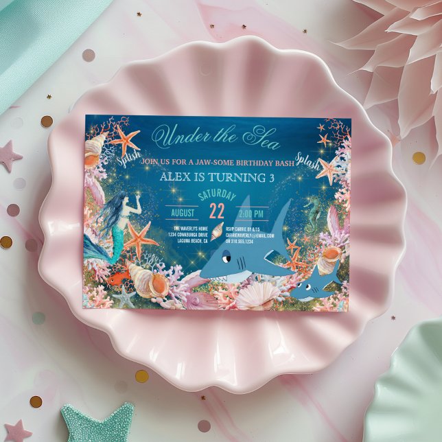 Convite Sob a Festa de aniversário da sereia (Criador carregado)