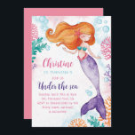 Convite Sob a Festa de aniversario de meninas de sereia ma<br><div class="desc">Aqui está uma bela convite de aniversário mágica do tema da sereia para o aniversário de meninas. Este texto no cartão de aniversário do mar tem bonito texto de script de caligrafia escrito manualmente. Todos os detalhes da festa de texto e as meninas de aniversário dão nome a tudo que...</div>