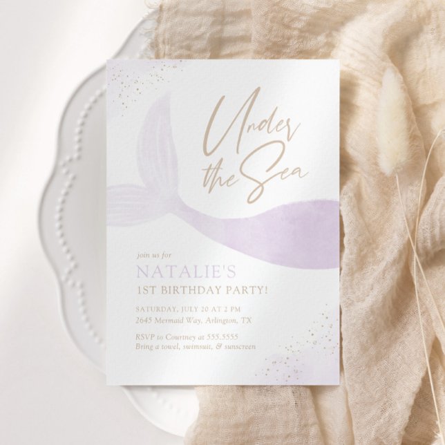 Convite Sob a Festa de aniversário de Mereia Roxa (Criador carregado)