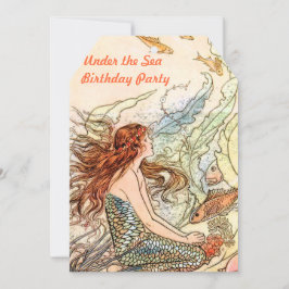Convite Sob a Festa de aniversário de sereia