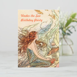 Convite Sob a Festa de aniversário de sereia