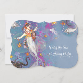Convite Sob a Festa de aniversário de sereia