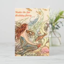 Convite Sob a Festa de aniversário de sereia