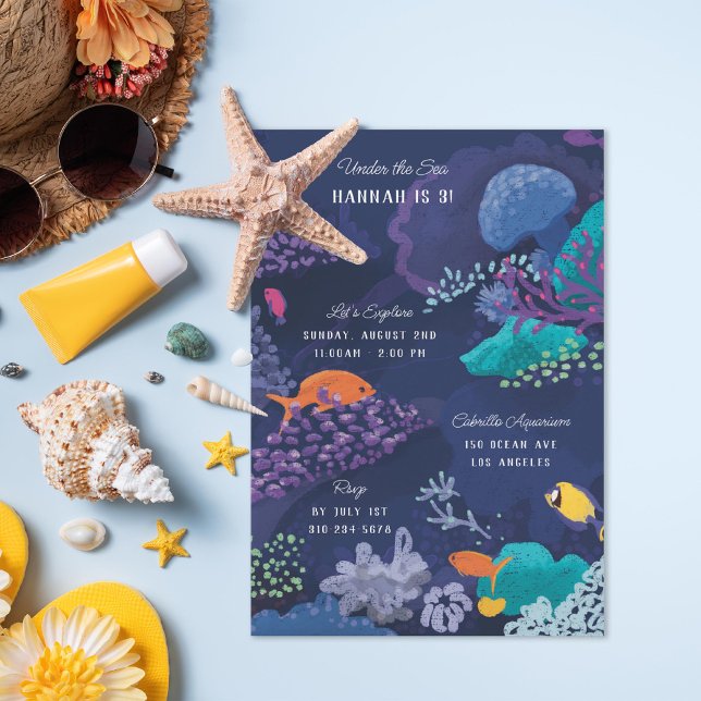 Convite Sob a Festa de aniversário do Aquário do Mar (Criador carregado)