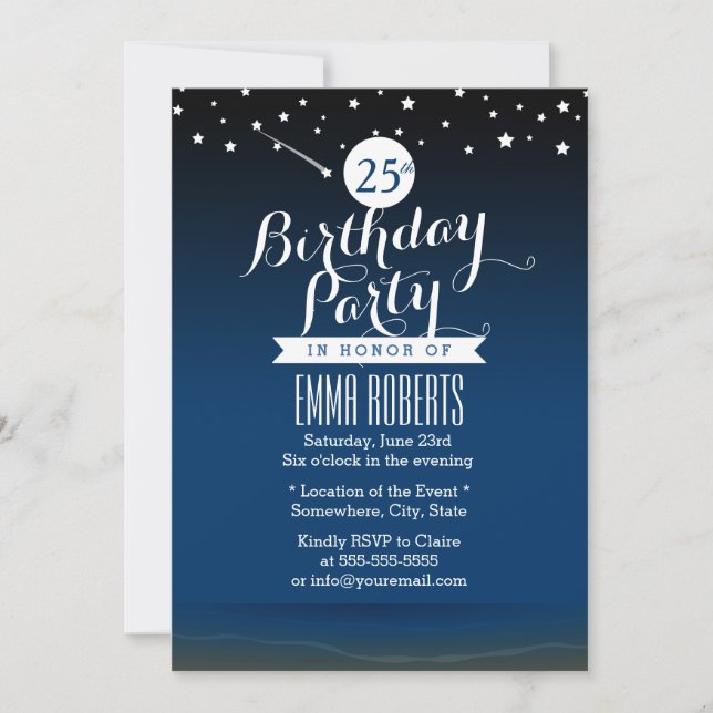 Convite Sob a Festa de aniversário Stars Beach (Frente)