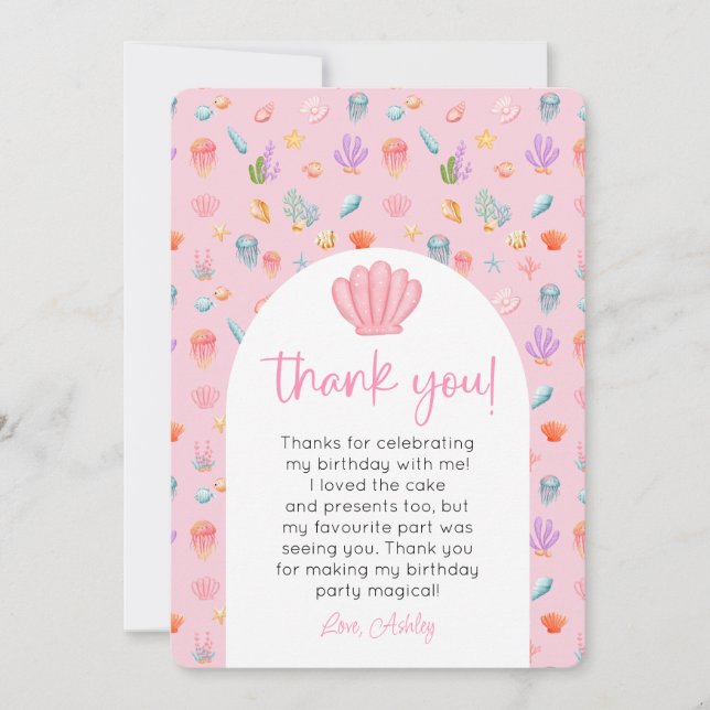 Convite Sob A Foto De Aniversário Do Mar Obrigado (Frente)