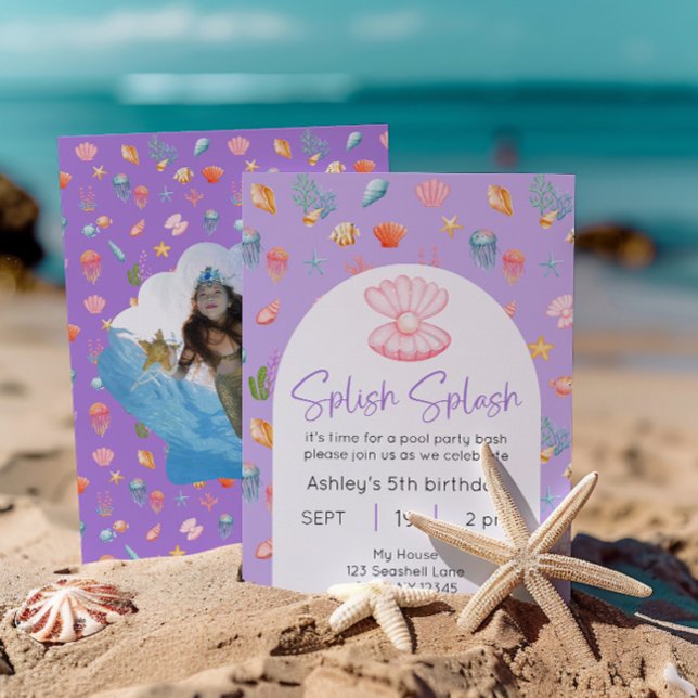 Convite Sob a Foto de Aniversário do Partido da Piscina do (Criador carregado)