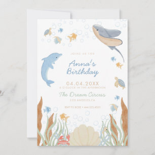 Convite Sob a Parte Aniversário de criança do Mar