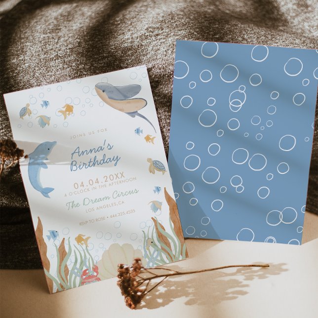 Convite Sob a Parte Aniversário de criança do Mar (Criador carregado)