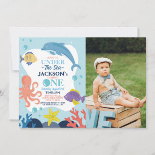 Convite Sob A rua Sea Photo Dolphin Octopus ONE 1