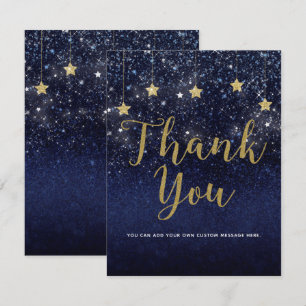 Convite Sob as Estrelas Noite Estrelada Dourado Azul Obrig