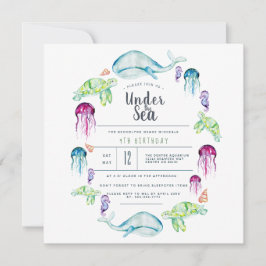 Convite Sob o Aniversário do Mar | Cores de água dos crité
