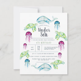 Convite Sob o Aniversário do Mar | Oceano — Aquarela