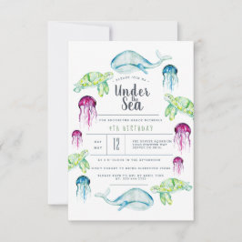 Convite Sob o Aniversário do Mar | Oceano — Aquarela