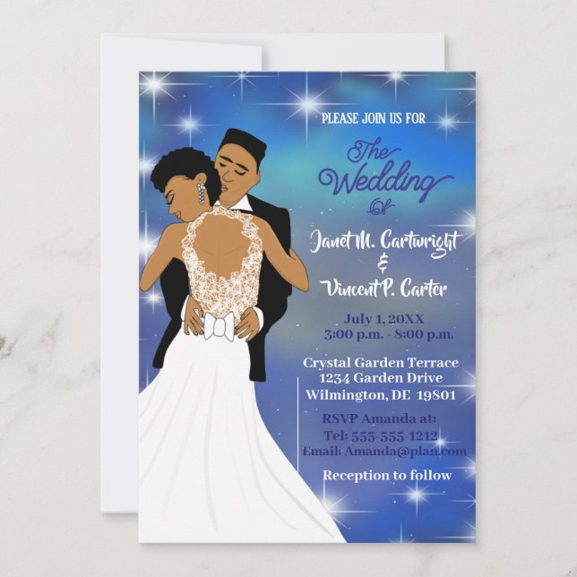 Convite Sob o Casamento Afro-Americano das Estrelas Sky Se (Frente)