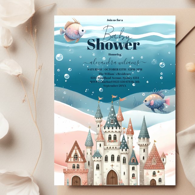 Convite Sob o Chá de fraldas de animais do oceano marinho (Criador carregado)