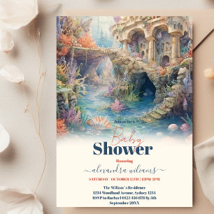 Convite Sob o Chá de fraldas de animais do oceano marinho