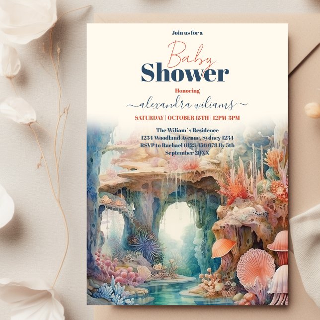 Convite Sob o Chá de fraldas de animais marinhos (Criador carregado)