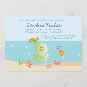 Convite Sob o Chá de fraldas do mar