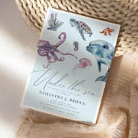 Sob o Chá de fraldas do Oceano de Aquarela Marítim