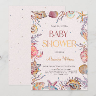 Convite Sob o Chá de fraldas náutico de Aquarela Marítima