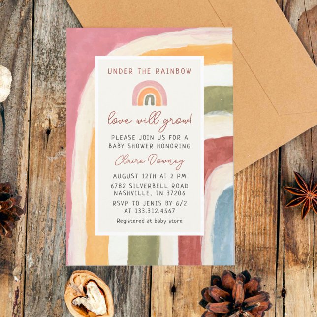 Convite Sob o Chá de fraldas Rainbow Boho (Criador carregado)