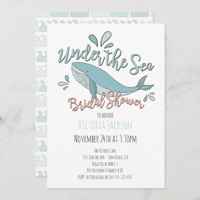 Convite Sob o Chá de panela de baleia (Frente/Verso)