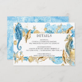 Convite Sob o Mar Azul Dourado Detalhes do Casamento de Ve