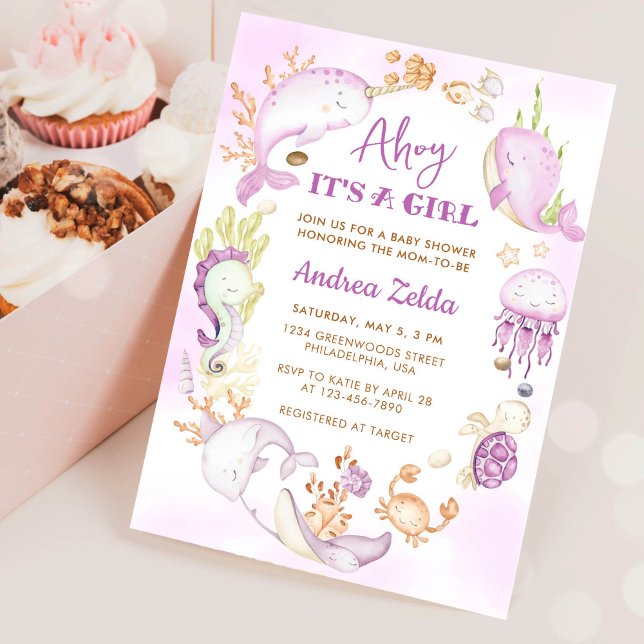 Convite Sob o Mar Azul é um Chá de fraldas (Criador carregado)