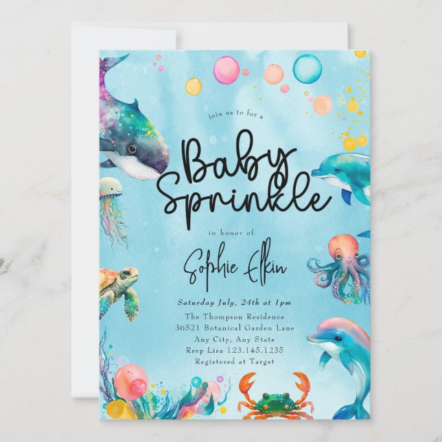 Convite Sob o mar | Baby Sprinkle (Frente)