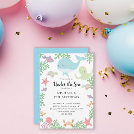 Convite Sob o mar Baleia-Pastel Oceânica de Passageiros