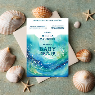 Convite Sob o Mar Bebê Menino Cute Bolhas de Aquarela 