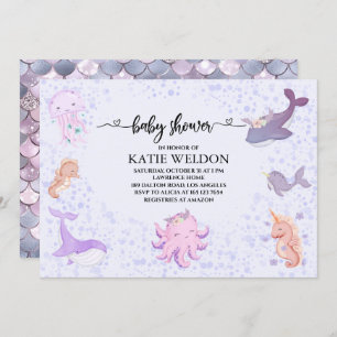 Convite Sob o mar Chá de fraldas de animais bebês