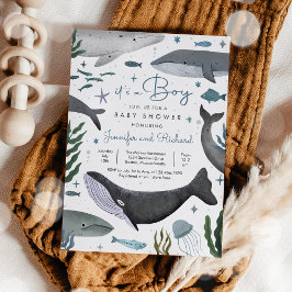 Convite Sob o mar Chá de fraldas de animais no oceano de b