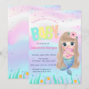 Convite Sob O Mar, Chá de fraldas Holográfico Mermaid St