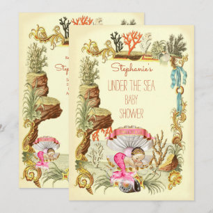 Convite Sob o Mar de Mermaid Princess Chá de fraldas