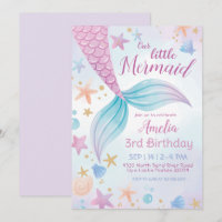 Sob o Mar de Roxo Teal Pequena Sereia Aniversário
