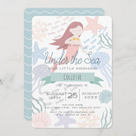 Convite Sob o Mar de Sereia, Aniversário Verde