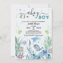 Convite sob o mar é um chá de fraldas-menino