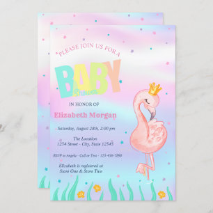 Convite Sob o Mar,Flamingo Holographic Chá de fraldas