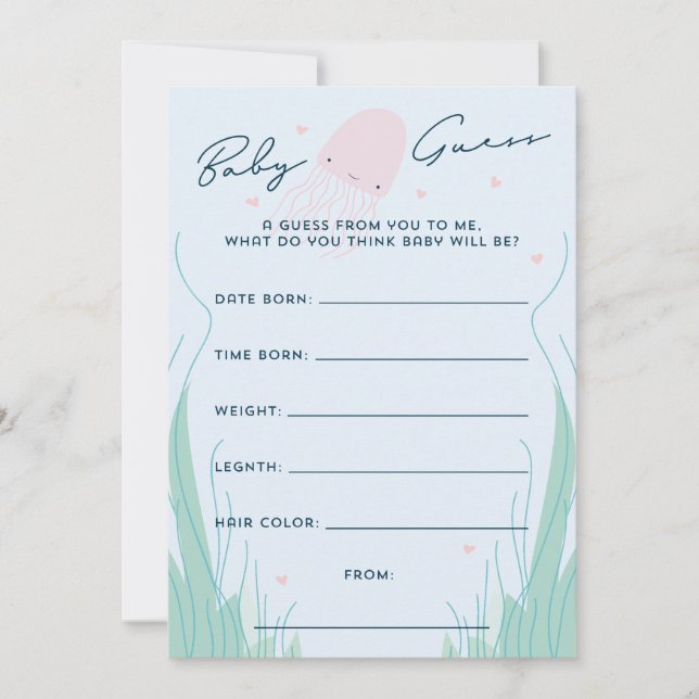 Convite Sob o Mar, Jellyfish Baby Guess (Frente)