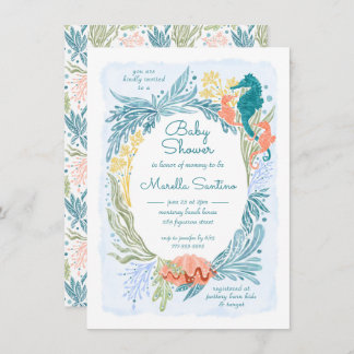 Convite Sob o Mar Ondas do Oceano Marinho Gêmeas do Cavalo